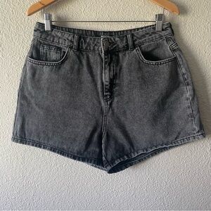 Nasty Gal Baggy Denim Shorts Women’s 10 Black Stonewashed High Waisted Cotton